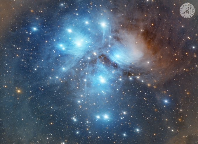 Le Pleiadi (conosciute anche come le Sette Sorelle o M45) sono un ammasso aperto visibile nella costellazione del Toro. Chiunque, anche il più inesperto, può riconoscere al volo quel gruppetto di stelle che, ad occhio nudo, assomiglia ad unOrsa Maggiore in miniatura. - Copyright: Bruno Latorre 