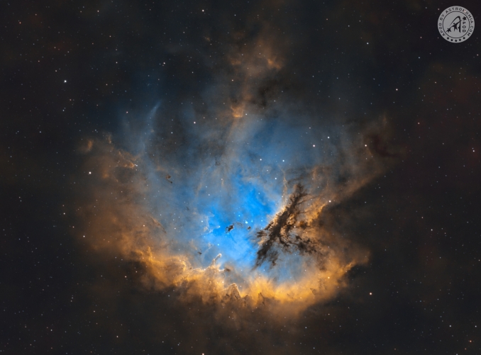 NGC 281 è una nebulosa a emissione visibile nella costellazione di Cassiopea. Talvolta è chiamata anche col nome di Nebulosa Pacman, per via della forma che ricorda il famoso videogioco anni 80. - Copyright: Nicola Bugin 