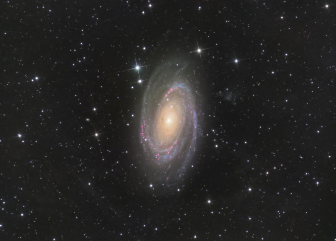 La Galassia di Bode, (nota anche come M 81 o NGC 3031) è una galassia a spirale situata a circa 12 milioni di anni luce dalla Terra, nella costellazione boreale dellOrsa Maggiore. - Copyright: Luigi Massoli 