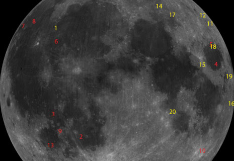 Impatti registrati sulla Luna