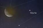 Congiunzione Luna - Marte, giorno 5 ore 1.00