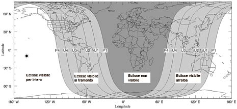 Visibilità dell'eclisse totale del 28 agosto