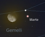 Congiunzione Luna - Marte, 30 ottobre ore 23.30