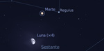 Congiunzione Luna -Marte, giorno 1 ore 21:30