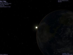 qualche istante prima dell'eclissi da parte di una Terra minacciosa...