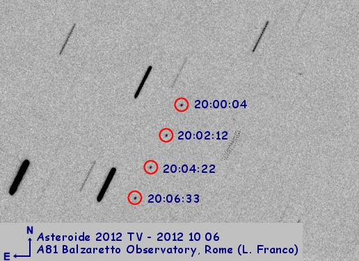 Asteroide 2012 TV (pose da 6 secondi)