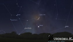 Congiunzione Luna - Marte, giorno 16 ore 18:00 Congiunzione Luna - Marte, giorno 16 ore 18:00