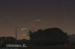 Congiunzione Luna - Marte - Mercurio, giorno 11 ore 18:30 Congiunzione Luna - Marte - Mercurio, giorno 11 ore 18:30