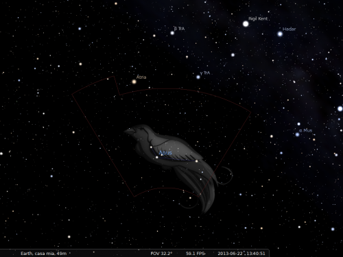 l'Uccello del Paradiso secondo Stellarium