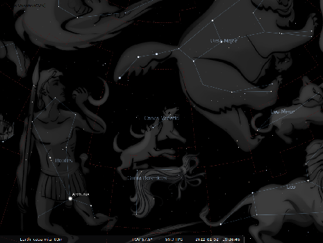 i Cani da Caccia secondo Stellarium