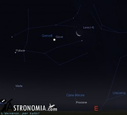 Congiunzione Luna - Giove, giorno 31 ore 04:00