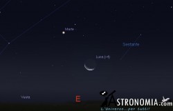 Congiunzione Luna - Marte, giorno 30 ore 05:00