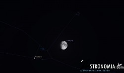 Congiunzione Luna - Pleiadi, giorno 11 ore 20