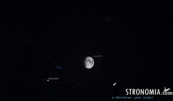 Congiunzione Luna - Pleiadi, giorno 11 ore 20 Congiunzione Luna - Pleiadi, giorno 11 ore 20