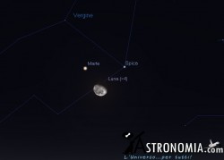 Congiunzione Luna - Marte, giorno 19 ore 23 Congiunzione Luna - Marte, giorno 19 ore 23