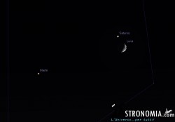 Congiunzione Luna - Saturno - Marte, giorno 31 ore 21