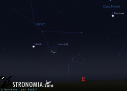 Congiunzione Luna - Giove, giorno 20 ore 4