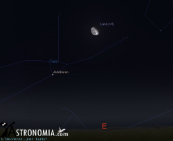 Congiunzione Luna - Pleiadi, giorno 14 ore 00:30