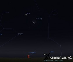 Congiunzione Luna - Giove, giorno 18 ore 4