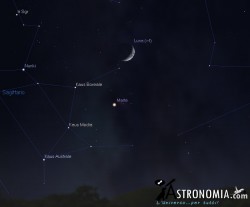 Congiunzione Luna - Marte, giorno 28 ore 19