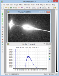 Schermata Astroart che mostra l'acquisizione dello spettro della stella Vega.