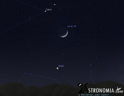 Congiunzione Luna - Marte, giorno 25 ore 19:30