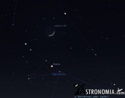 Congiunzione Luna - Marte, giorno 25 ore 18:30