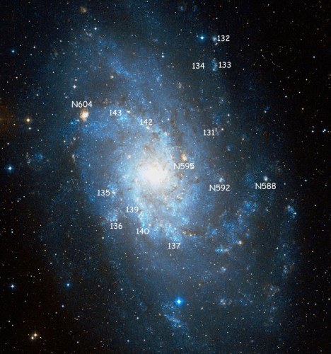 la galassia M33 contiene all'interno oggetti NGC (Nxxx) ed IC (xxx)