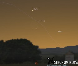 Congiunzione Luna - Marte, giorno 21 ore 19