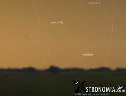 Congiunzione Luna - Mercurio, giorno 19 ore 5:50