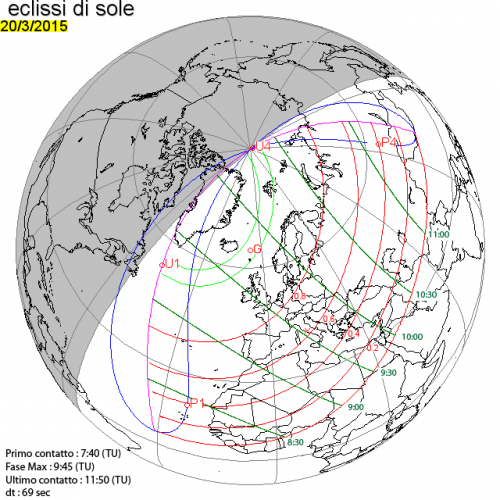 diagramma delle fasi dell'eclissi di sole