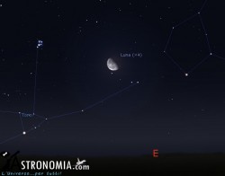 Congiunzione Luna - Pleiadi, giorno 4 ore 00:30