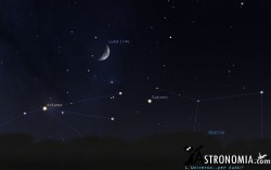 Congiunzione Luna - Saturno, giorno 19 ore 21