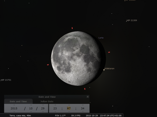 fine dell'occultazione di Aldebaran