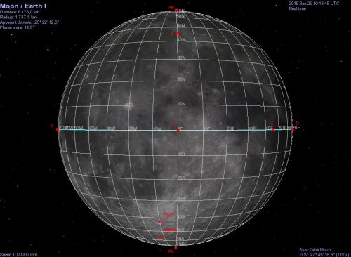 la Luna con le coordinate selenografiche