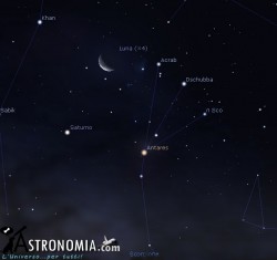 Congiunzione Luna - Saturno, giorno 3 ore 5
