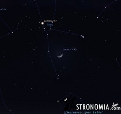 Congiunzione Luna - Pleiadi, giorno 13 ore 21