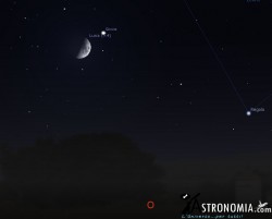 Congiunzione Luna - Giove, giorno 11 ore 23