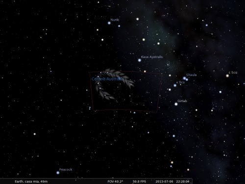 la Corona Australe secondo Stellarium