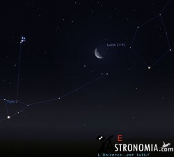 Congiunzione Luna - Pleiadi, giorno 28 ore 02:30