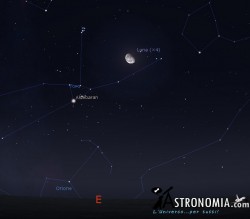 Congiunzione Luna - Pleiadi, giorno 21 ore 00:30