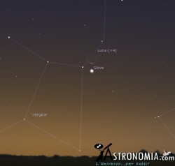 Congiunzione Luna - Giove, giorno 28 ore 6:30