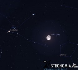 Congiunzione Luna - Pleiadi, giorno 18 ore 2:30