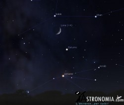 Congiunzione Luna - Saturno, giorno 6 ore 20