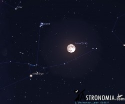 Congiunzione Luna - Pleiadi, giorno 14 ore 21