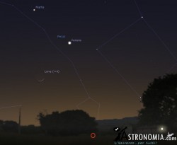 Congiunzione Luna - Giove, giorno 28 ore 18:30