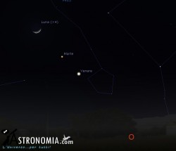 Congiunzione Luna - Venere - Marte, giorno 1 ore 19