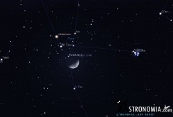 Congiunzione Luna - Pleiadi, giorno 4 ore 20