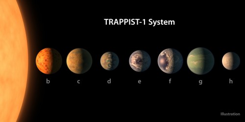Il sistema di TRAPPIST-1. Credits: NASA/R. Hurt/T. Pyle