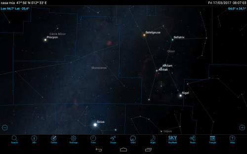 Orione, il Cane Maggiore e la Via Lattea